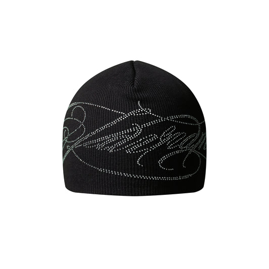 Crystal Embellished Script Beanie